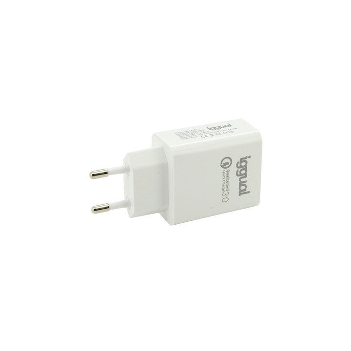 Carregador USB iggual 1xUSB carga rápida QC3.0 18W
