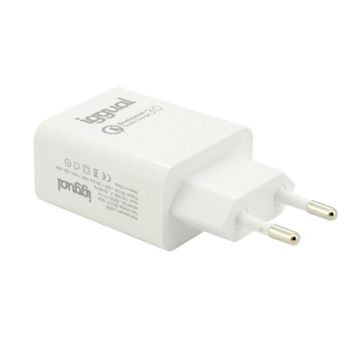 Carregador USB iggual 1xUSB carga rápida QC3.0 18W