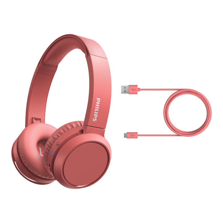 Philips 4000 series TAH4205RD 00 auscultador Auscultadores Sem fios Fita de cabeça Chamadas Música USB Type-C Bluetooth Vermelho