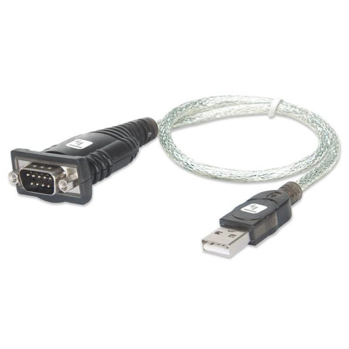 Techly IDATA USB-SER-2T cabo de série Preto, Metálico 0,45 m USB Type-A DB-9