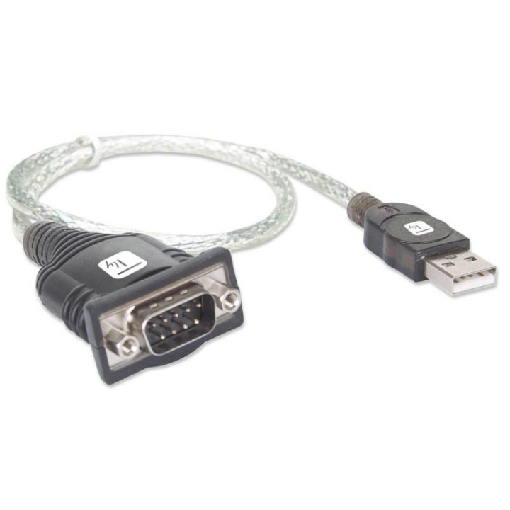 Techly IDATA USB-SER-2T cabo de série Preto, Metálico 0,45 m USB Type-A DB-9