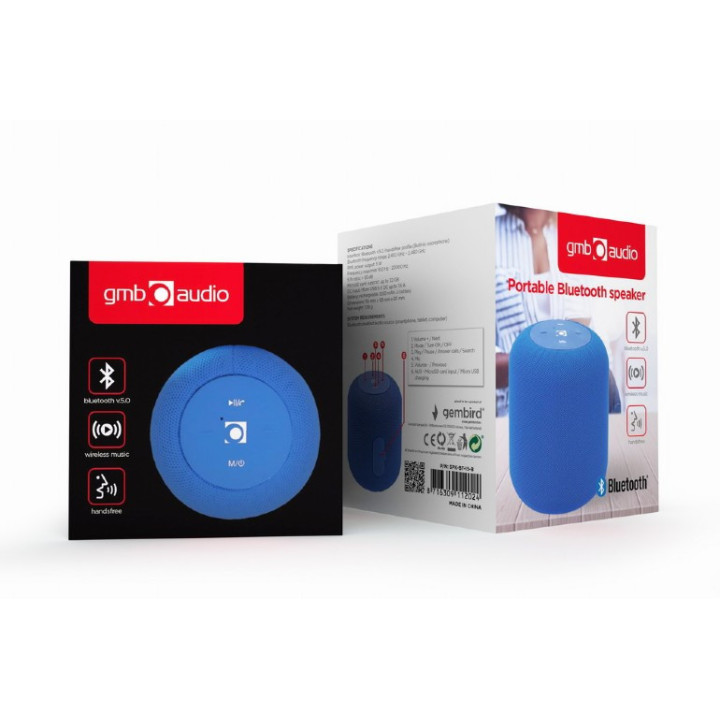 Gembird SPK-BT-15-B coluna portátil Coluna portátil mono Azul 5 W