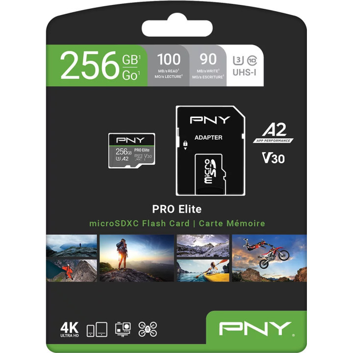 Cartão de memória PNY Pro Elite A2 256GB MicroSDXC UHS-I Classe 10