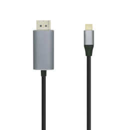 AISENS A109-0394 adaptador de cabo de vídeo 0,8 m DisplayPort USB Type-C Alumínio, Preto