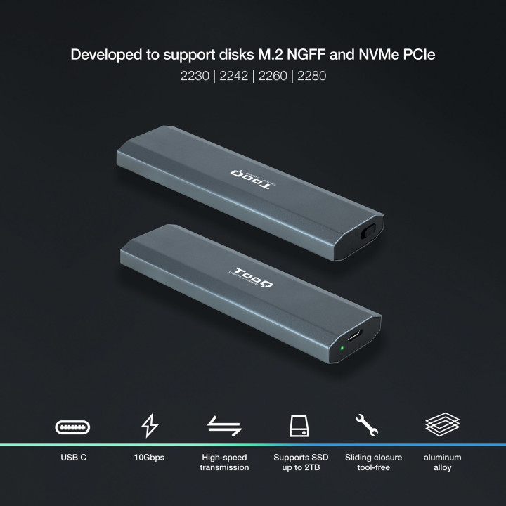 TooQ Shura Compartimento SSD Cinzento M.2