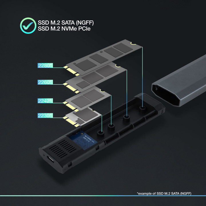TooQ Shura Compartimento SSD Cinzento M.2