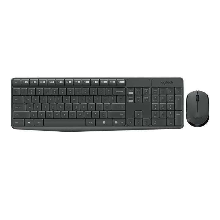 Logitech MK235 teclado Rato incluído RF Wireless Português Cinzento