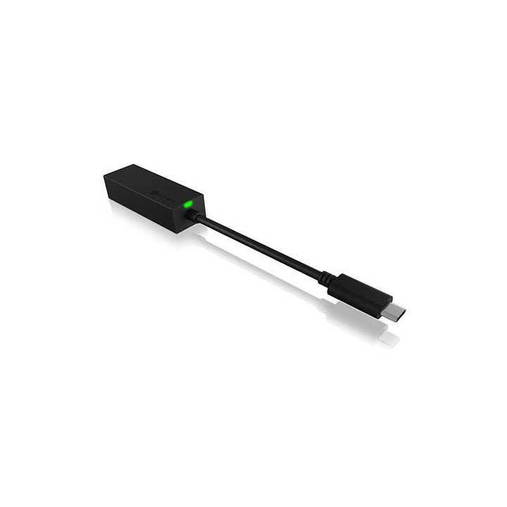 ICY BOX USB-C p/ Gigabit Ethernet LAN Preto