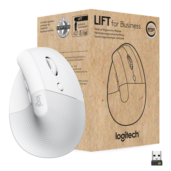 Logitech Lift for Business rato Mão direita RF Wireless + Bluetooth Ótico 4000 DPI