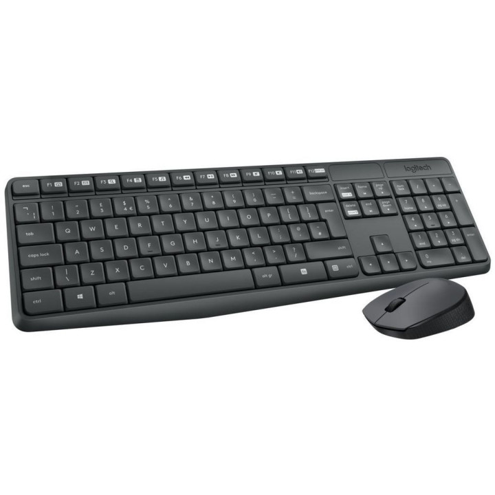 Logitech MK235 teclado Rato incluído USB QWERTY Estados Unidos (Internacional) Cinzento