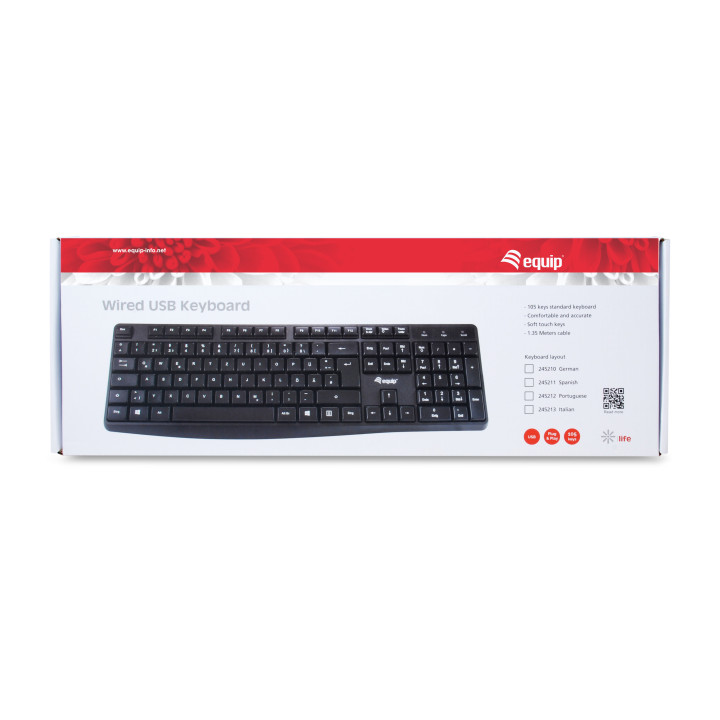 Equip 245212 teclado USB QWERTY Português Preto
