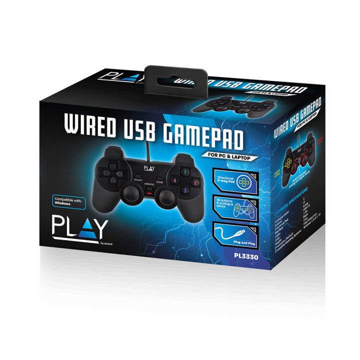 Ewent Play Preto USB 2.0 Gamepad Analógico   Digital PC