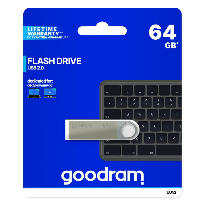 Goodram UUN2 unidade de memória USB 64 GB USB Type-A 2.0 Prateado