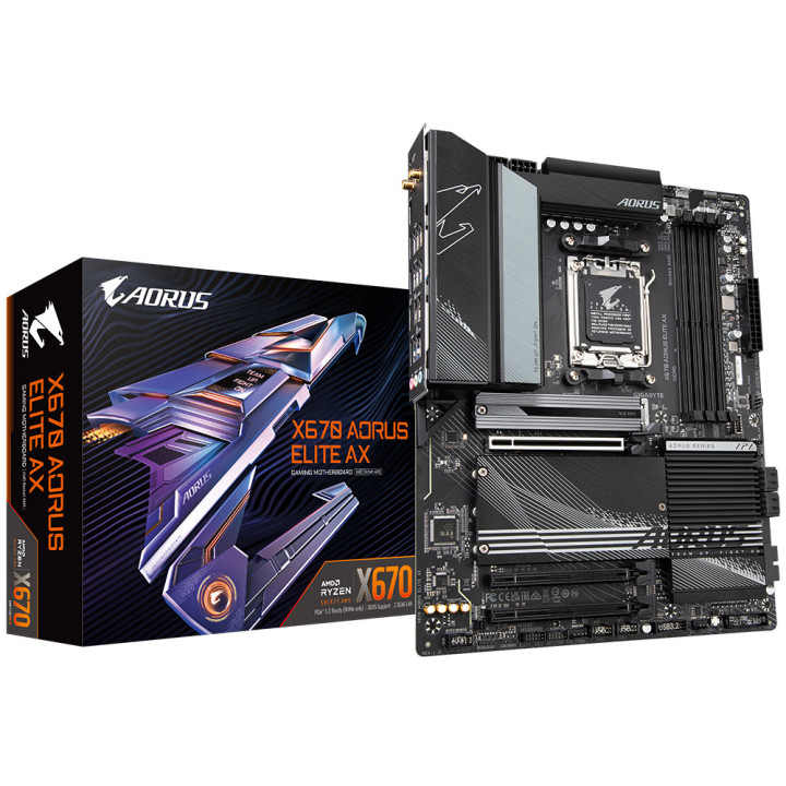 Gigabyte X670 AORUS ELITE AX motherboard AMD X670 Ranhura AM5 ATX