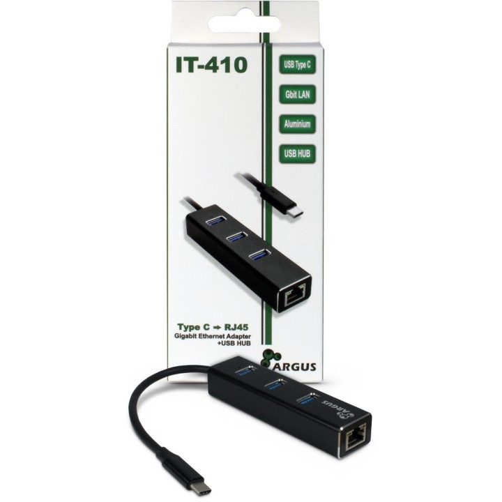 Inter-Tech ARGUS IT-410 USB 3.2 Gen 1 (3.1 Gen 1) Type-C 1000 Mbit s Preto