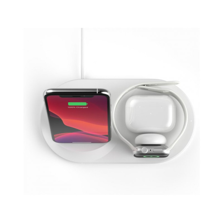 Base de carregamento sem fios Belkin Boost Charge 3-in-1 para Apple AirPods, AirPods Pro, iPhone Branco