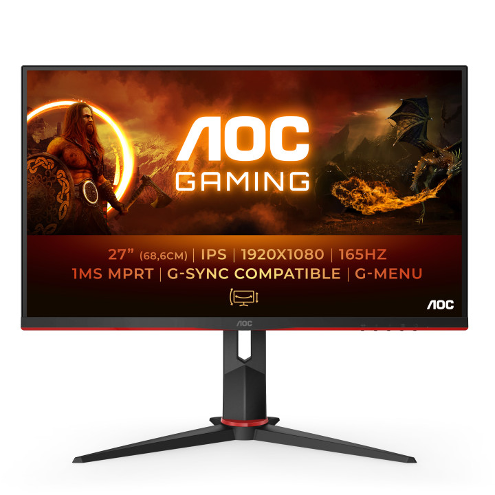 AOC 27G2SPU BK monitor de ecrã 68,6 cm (27") 1920 x 1080 pixels Full HD Preto, Vermelho