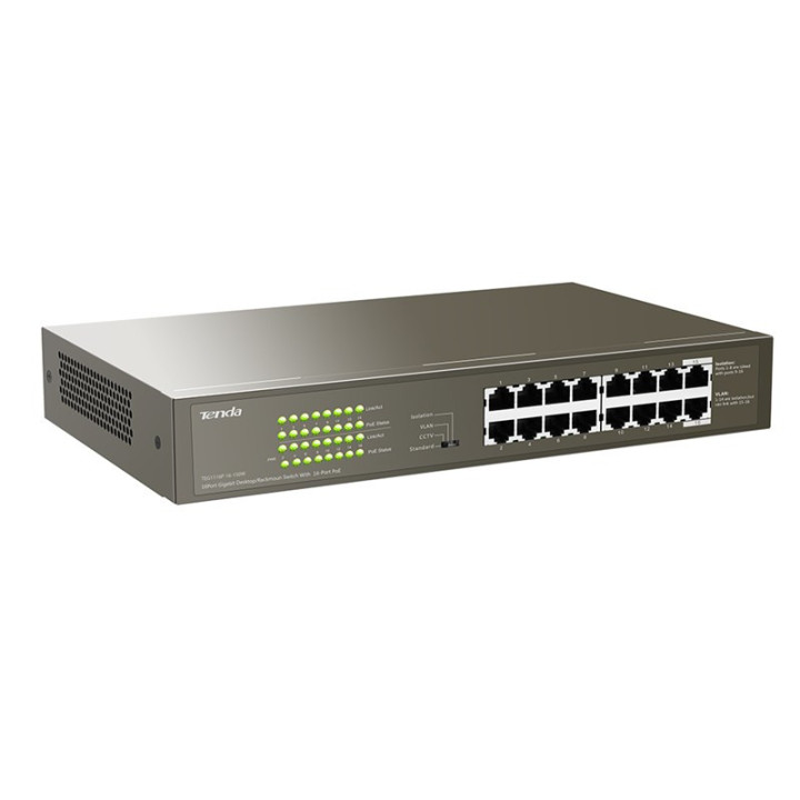 Tenda TEG1116P-16-150W-EU switch de rede Não-gerido Gigabit Ethernet (10 100 1000) Power over Ethernet (PoE) Bronze