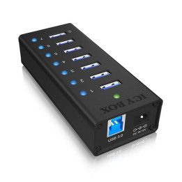 Hub USB ICY BOX 7 Portas USB 3.0 5000 Mbit/s Preto