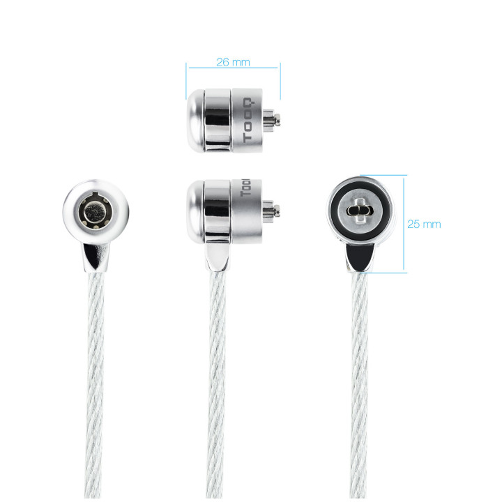 TooQ TQCLKC0025 cadeado antirroubo Prateado 1,5 m