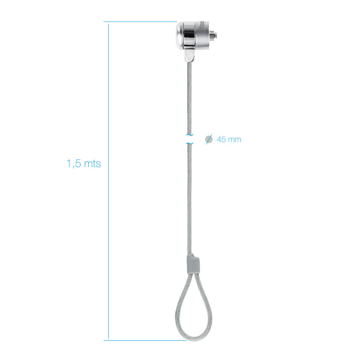 TooQ TQCLKC0025 cadeado antirroubo Prateado 1,5 m