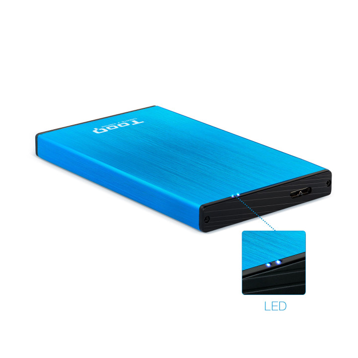 TooQ TQE-2527BL Caixa para Discos Rígidos Caixa de disco rígido Preto, Azul 2.5"