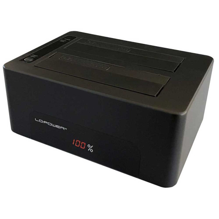 Docking Station LC-Power LC-DOCK-U3-V p/ Discos Rígidos 2.5'' / 3.5'' USB 3.2 Gen 1 (3.1 Gen 1) Preta