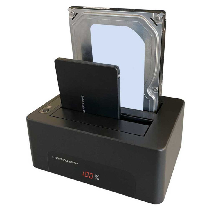 Docking Station LC-Power LC-DOCK-U3-V p/ Discos Rígidos 2.5'' / 3.5'' USB 3.2 Gen 1 (3.1 Gen 1) Preta