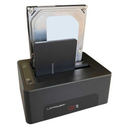 Docking Station LC-Power LC-DOCK-U3-V p/ Discos Rígidos 2.5'' / 3.5'' USB 3.2 Gen 1 (3.1 Gen 1) Preta
