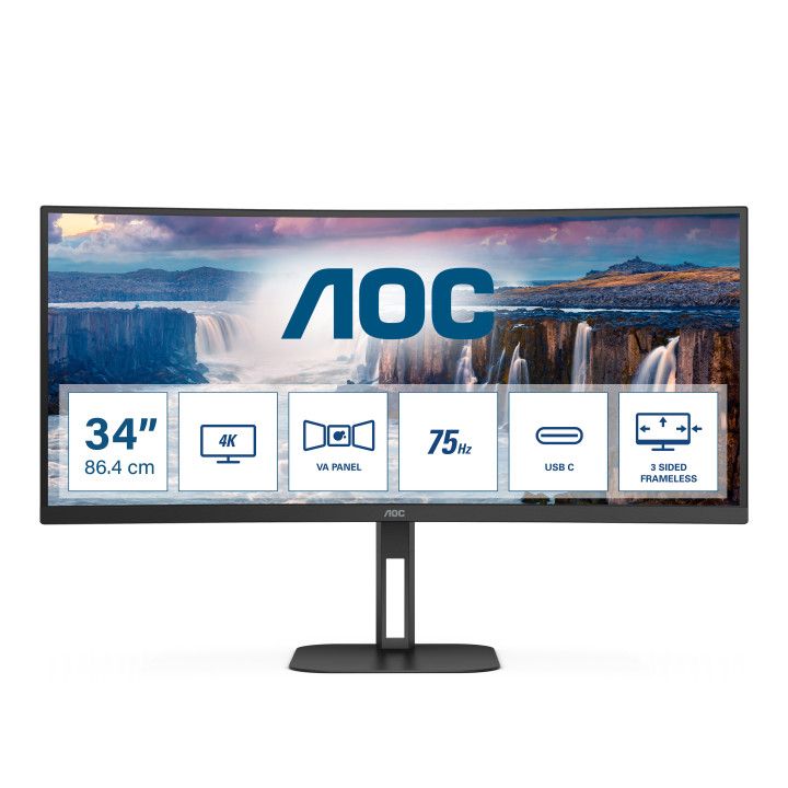 AOC V5 CU34V5C 86,4 cm (34") 3440 x 1440 pixels Wide Quad HD LED Preto