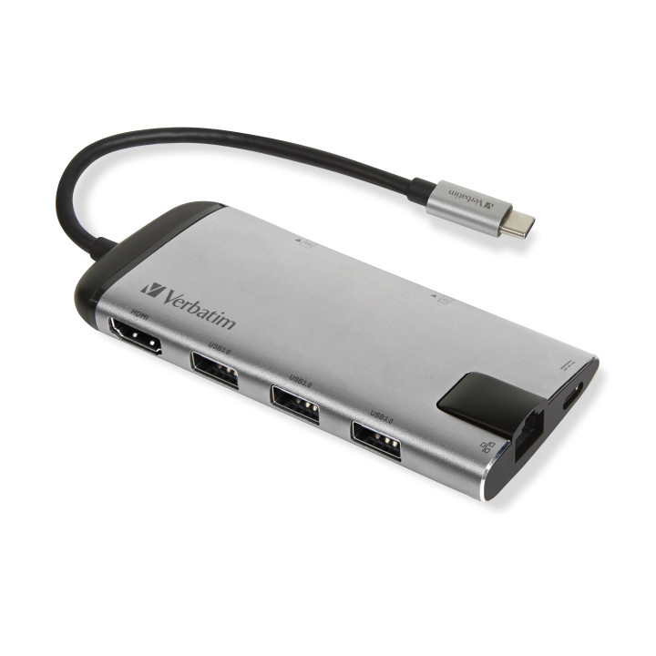 Verbatim 49142 hub de interface USB 3.2 Gen 1 (3.1 Gen 1) Type-C 1000 Mbit s Preto, Prateado