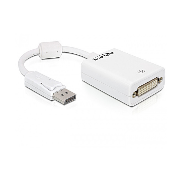 DeLOCK 61765 adaptador de cabo de vídeo 0,125 m DisplayPort DVI-I Branco