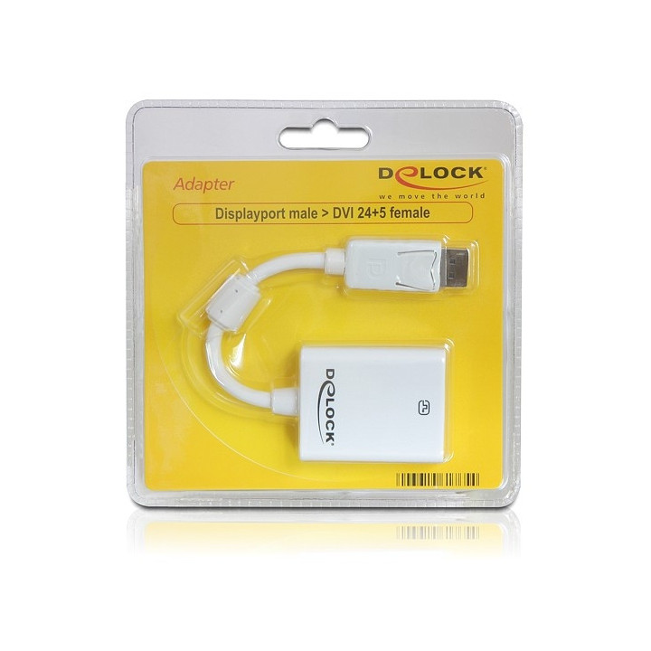 DeLOCK 61765 adaptador de cabo de vídeo 0,125 m DisplayPort DVI-I Branco