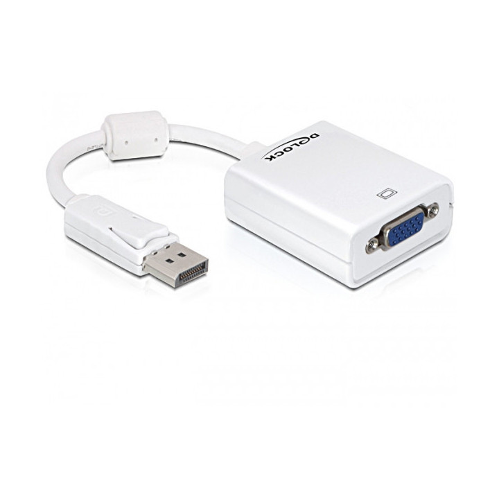 DeLOCK 61766 adaptador de cabo de vídeo 0,125 m VGA (D-Sub) DisplayPort Branco