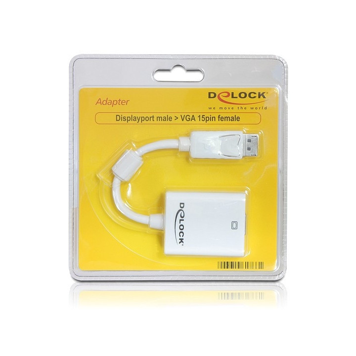 DeLOCK 61766 adaptador de cabo de vídeo 0,125 m VGA (D-Sub) DisplayPort Branco