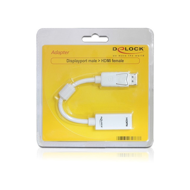 DeLOCK 61767 adaptador de cabo de vídeo 0,125 m DisplayPort HDMI Type A (Standard) Branco
