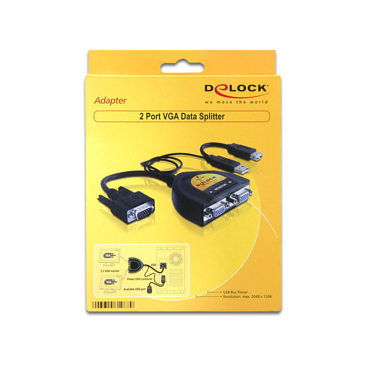 Delock 2 Port VGA Data Splitter 450 MHz