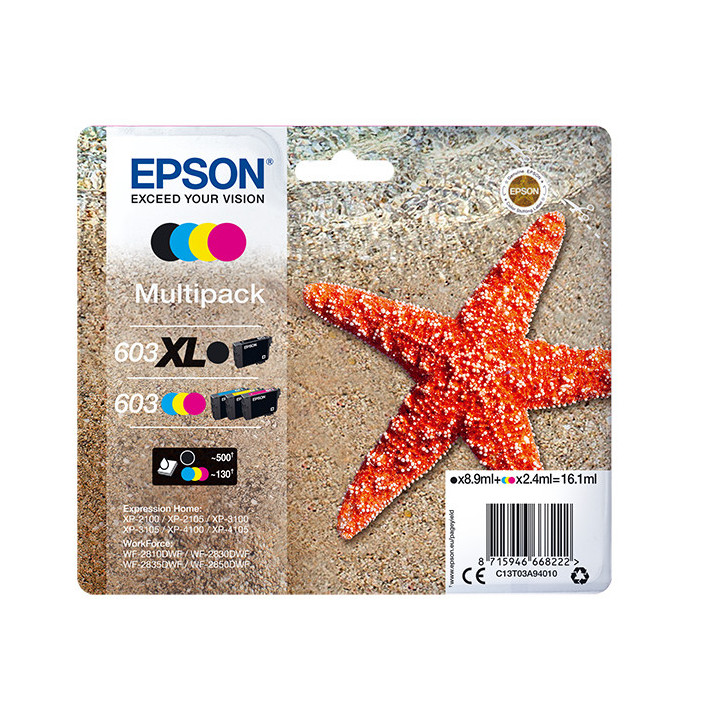 Epson 603 XL tinteiro 1 unidade(s) Original Rendimento alto (XL) Preto, Ciano, Magenta, Amarelo