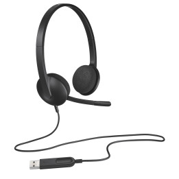Logitech H340 Auscultadores Com fios Fita de cabeça Escritório Call center USB Type-A Preto