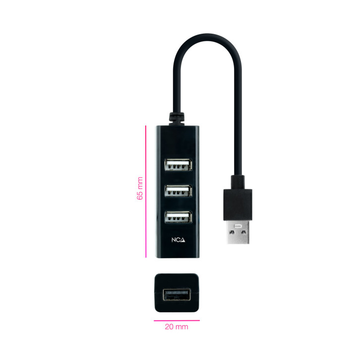 Nanocable 10.16.4404 hub de interface USB 2.0 Preto