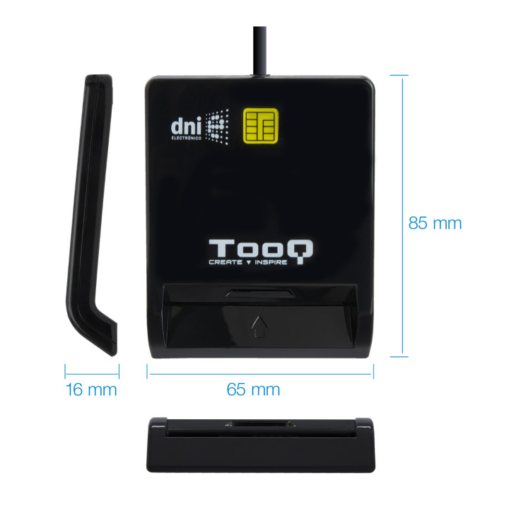 TooQ TQR-211B leitor de smart card Interior USB USB 2.0 Preto