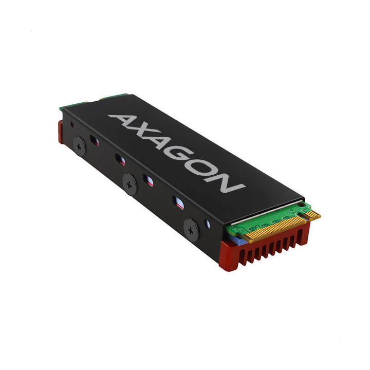 Axagon CLR-M2 Sistema de Arrefecimento de Computador Disco de estado sólido (SSD) Dissipador de calor Radiador Preto, Vermelho