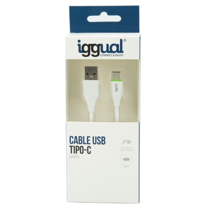 iggual IGG316948 cabo USB 1 m USB 2.0 USB A USB C Branco