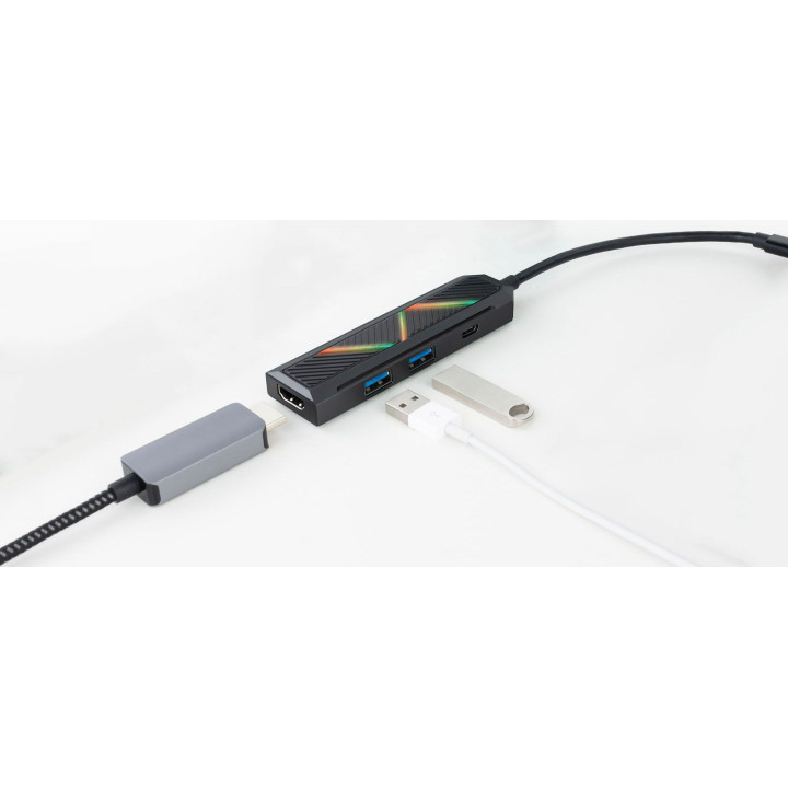 Hub USB-C Nanocable 2x USB-A + USB-C PD 3.0 (100W) + HDMI