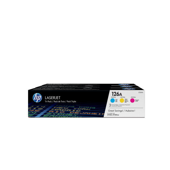 HP Conjunto Triplo de Toner Laserjet Original 126A Ciano Magenta Amarelo
