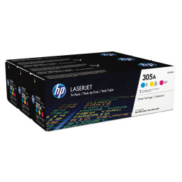 HP Conjunto Triplo de Toner Laserjet Original 305A Ciano Magenta Amarelo