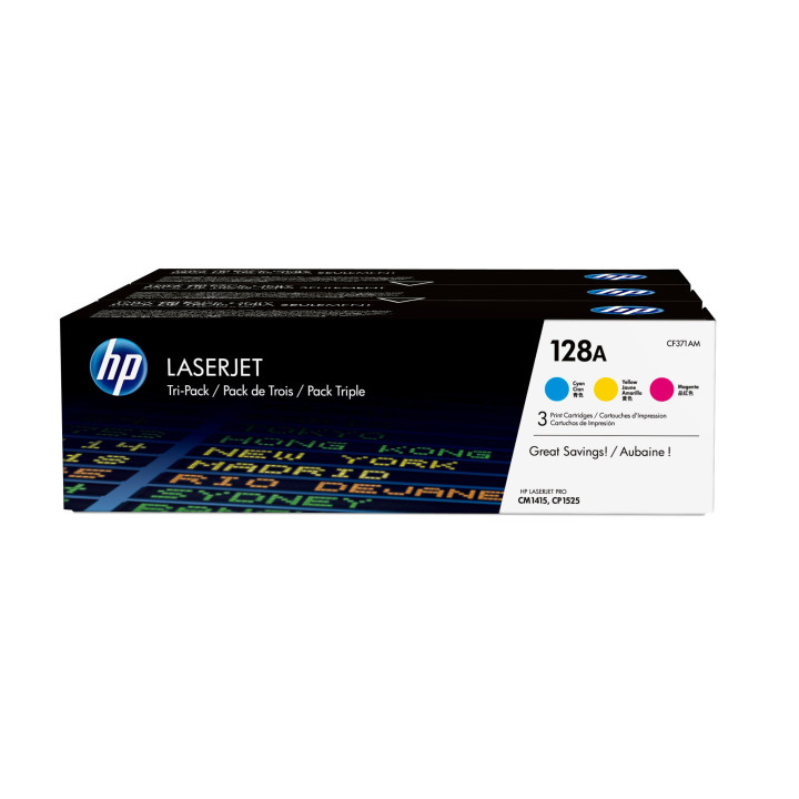 HP Conjunto Triplo de Toner Laserjet Original 128A Ciano Magenta Amarelo