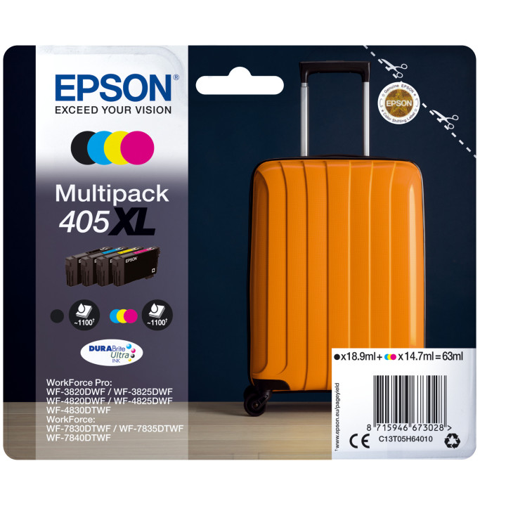 Epson 405XL DURABrite Ultra tinteiro 1 unidade(s) Original Rendimento alto (XL) Preto, Ciano, Magenta, Amarelo