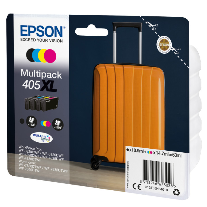 Epson 405XL DURABrite Ultra tinteiro 1 unidade(s) Original Rendimento alto (XL) Preto, Ciano, Magenta, Amarelo