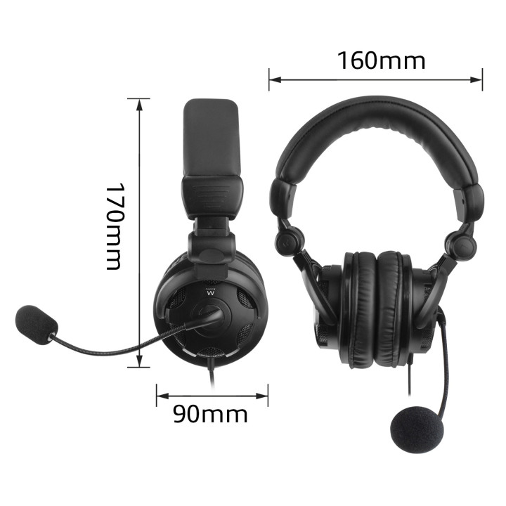Ewent EW3564 auscultador Auscultadores Com fios Fita de cabeça Chamadas Música Preto